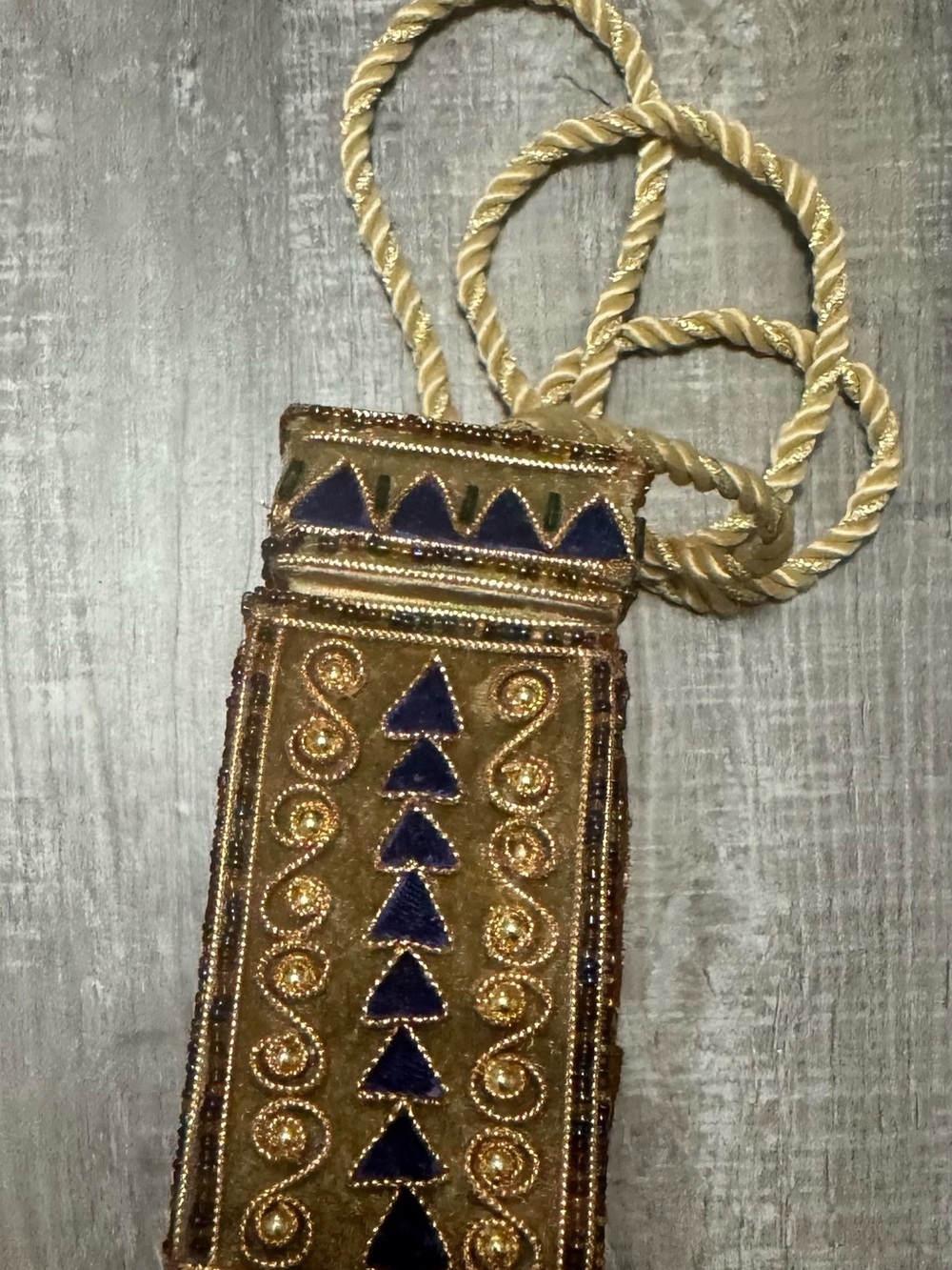 Embellished Gold Velvet Evening Bag with Rope Strap - Picture 3 of 5